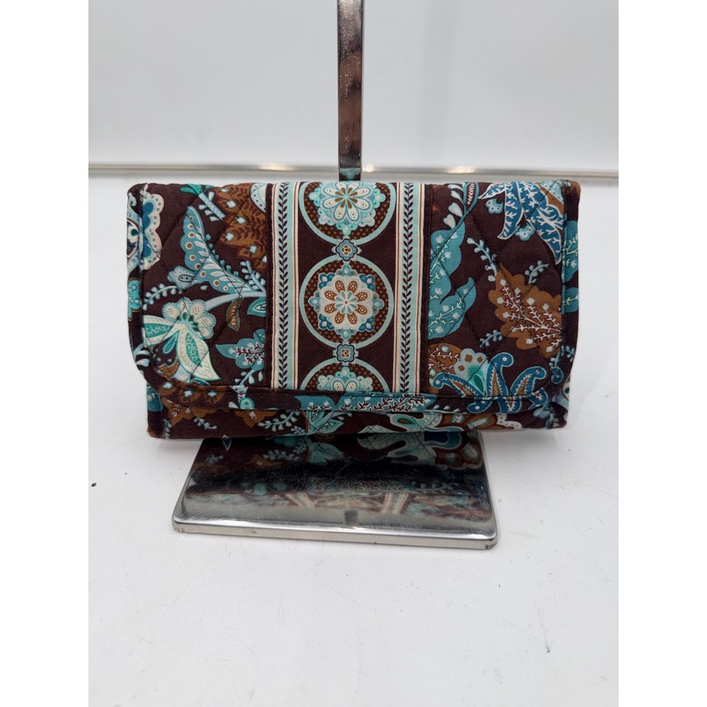 Vera Bradley Night and Day Quilted Cotton Trifold Wallet Retired Java Teal